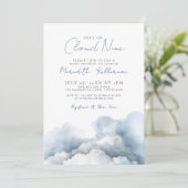 Invitation Cloud Neuf 9 Elégant Baby shower Bleu (Debout devant)