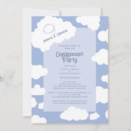 Invitation Cloud Neuf 9 mignons Amusants Mariages (Devant)