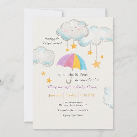 Invitation Cloud Neuf Baby shower (Devant)