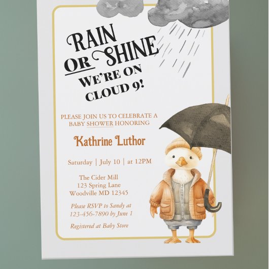 Invitation Cloud Neuf Baby shower animal de bois