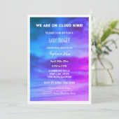 Invitation Cloud Neuf Baby shower fille couleur rose bleu Art (Debout devant)