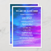 Invitation Cloud Neuf Baby shower fille couleur rose bleu Art (Devant / Derrière)
