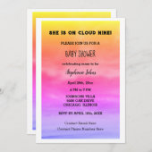 Invitation Cloud Neuf Baby shower QR Code bébé fille rose Art (Devant / Derrière)