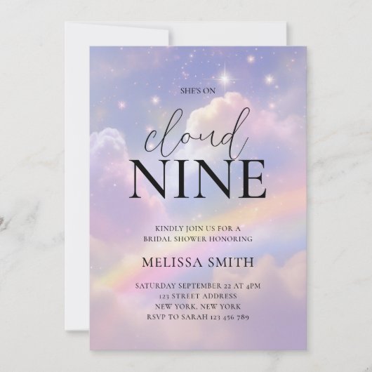 Invitation Cloud Neuf Fête des mariées (Devant)