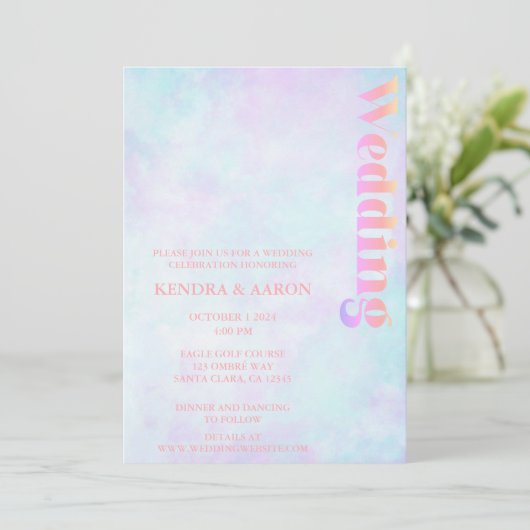 Invitation Cloud Neuf Mariage Pastel moderne (Debout devant)