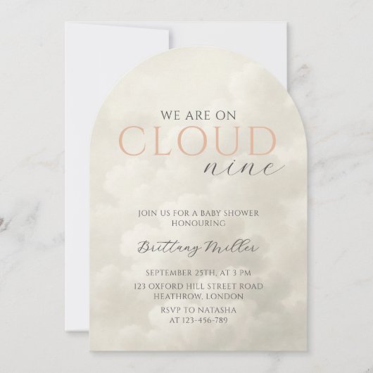 Invitation Cloud Neuf nuages blancs Baby shower d'arc (Devant)