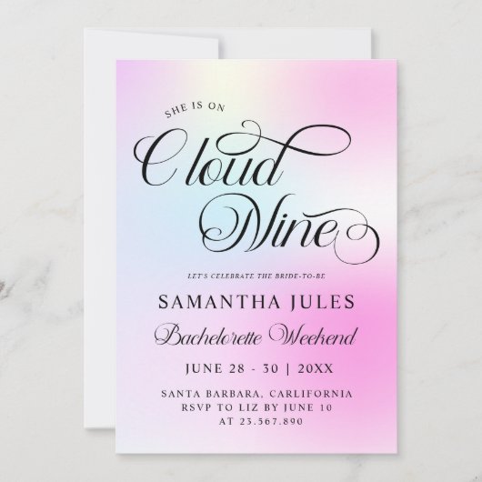 Invitation Cloud Neuf Pink Gradient Bachelorette Week-end (Devant)