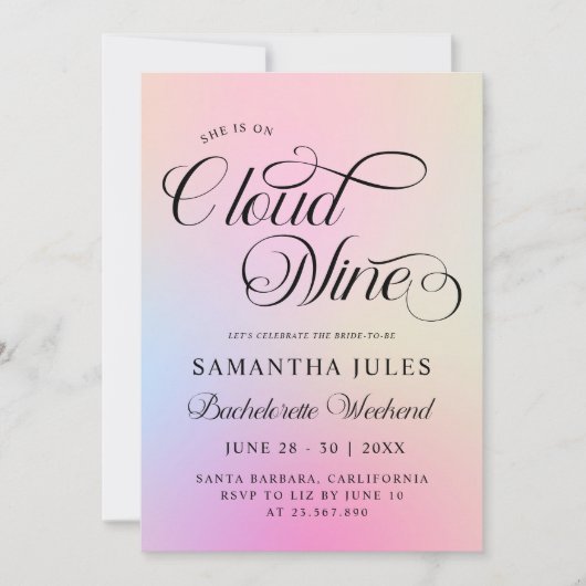 Invitation Cloud Neuf Pink Gradient Bachelorette Week-end (Devant)