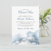 Invitation Cloud Nine 9 Elegant Blue Bridal Shower (Debout devant)