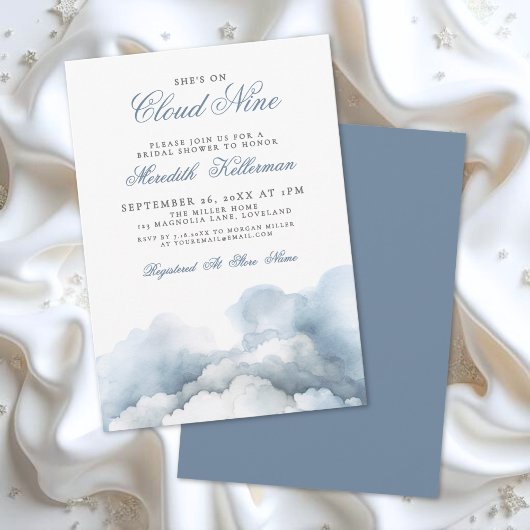 Invitation Cloud Nine 9 Elegant Blue Bridal Shower