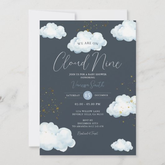 Invitation Cloud Nine Baby Shower Neutral Little Cloud (Devant)
