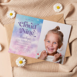 Invitation Cloud Nine Girls 9th Birthday Photo