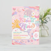 Invitation Cloud Nine Rétro Groovy Daisy 9e Anniversaire (Debout devant)
