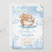 Invitation Cloud Noah's Ark Light Blue Baby Shower (Devant)