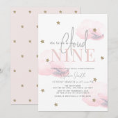 Invitation Cloud rose 9 étoiles or Fête des mariées aquarelle (Devant / Derrière)