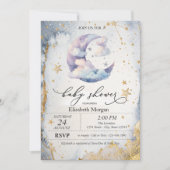 Invitation Clouds Moon,Stars Watercolor Baby Shower  (Devant)