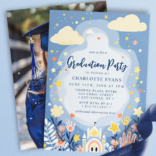 Invitation Clouds Stars Castle Kindergarten Graduation Photo