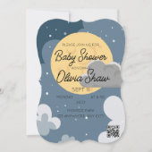 Invitation Cloudy Night Sky QR Code Baby shower Modèle (Devant)