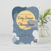 Invitation Cloudy Night Sky QR Code Baby shower Modèle (Debout devant)