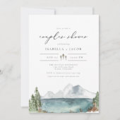 Invitation CLOVER Boho Rustic Mountain Lake Couples Douche da (Devant)