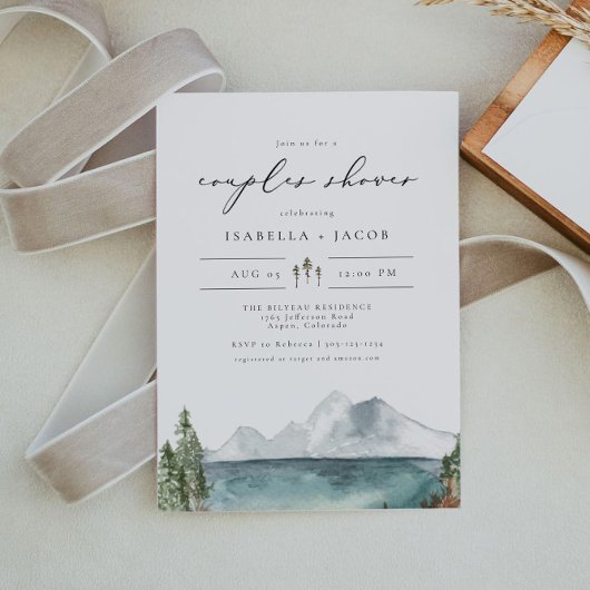 Invitation CLOVER Boho Rustic Mountain Lake Couples Douche da