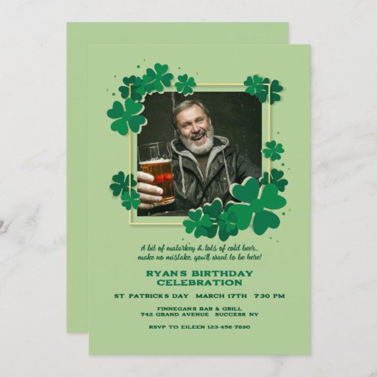 Invitation Clover Frame Photo (Devant / Derrière)