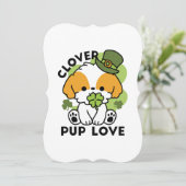 Invitation Clover Pup Love – Design de chien pour la Saint-Pa (Debout devant)