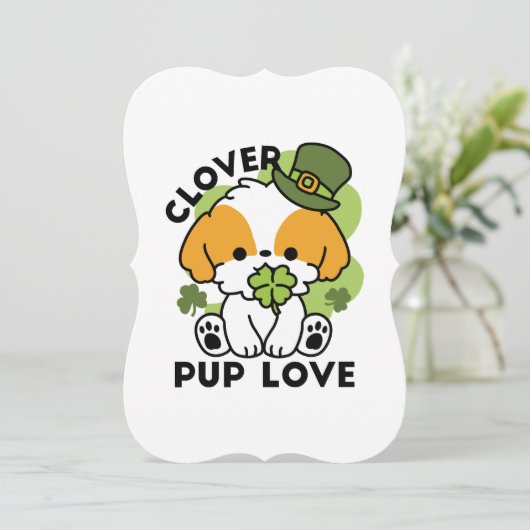 Invitation Clover Pup Love - St. Patrick's Day Chien Design (Debout devant)