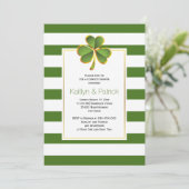 Invitation Clover, rayures vertes Irlandais mariage couples d (Debout devant)