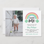 Invitation Clover vert Arc en ciel Lucky One Photo 1er annive (Devant)