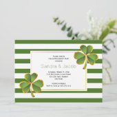 Invitation Clover vert, fête de fiançailles mariages rayées (Debout devant)