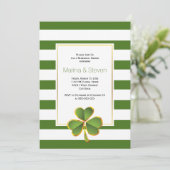 Invitation Clover & vert, rayures mariage dîner de répétition (Debout devant)