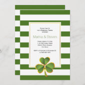 Invitation Clover & vert, rayures mariage dîner de répétition (Devant / Derrière)