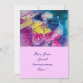 Invitation CLOWN AVEC CHOUETTE ET VIOLON ,jaune, rose bleu (Dos)