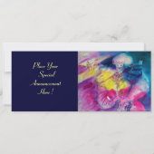 Invitation CLOWN AVEC CHOUETTE ET VIOLON, jaune, rose bleu (Dos)