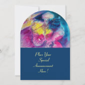 Invitation CLOWN AVEC CHOUETTE ET VIOLON ,jaune, rose bleu (Dos)