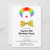 Invitation Clown avec perruque arc-en-ciel Anniversaire perso (Devant)