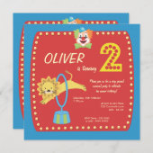 Invitation Clown Carnaval de cirque Deuxième fête d'anniversa (Devant / Derrière)