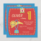 Invitation Clown Carnaval de cirque Premier (1er anniversaire (Devant / Derrière)