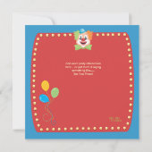 Invitation Clown Carnaval de cirque Premier (1er anniversaire (Dos)
