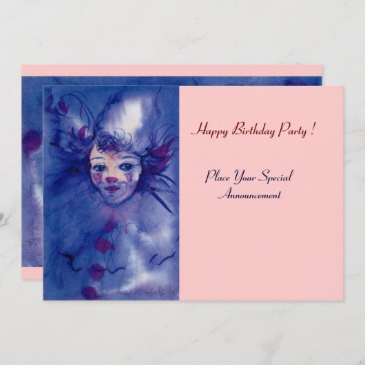 INVITATION CLOWN DANS PURPLE (Devant / Derrière)