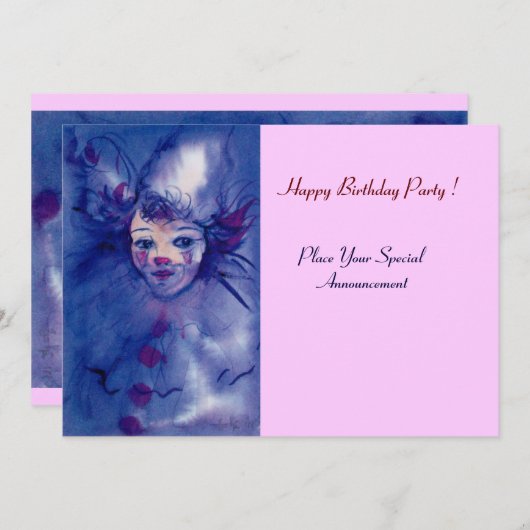 INVITATION CLOWN DANS PURPLE (Devant / Derrière)