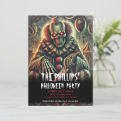 Invitation Clown de Carnaval Effrayant et Terrifiant pour Soi (Debout devant)