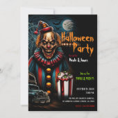 Invitation Clown de carnaval effrayant pour la fête d'Hallowe (Devant)
