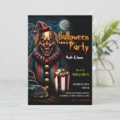 Invitation Clown de carnaval effrayant pour la fête d'Hallowe (Debout devant)