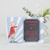 Invitation Clown de cirque mignon Sunburst Anniversaire (Debout devant)
