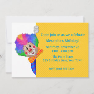 Invitation Clown drôle, fête d'anniversaire