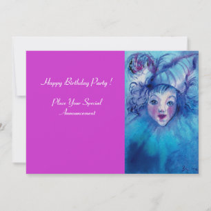 INVITATION CLOWN EN BLEU