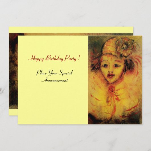 INVITATION CLOWN EN JAUNE (Devant / Derrière)