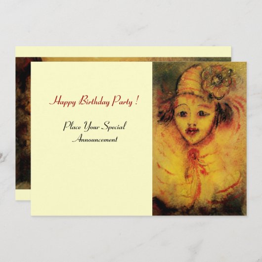 INVITATION CLOWN EN JAUNE (Devant / Derrière)